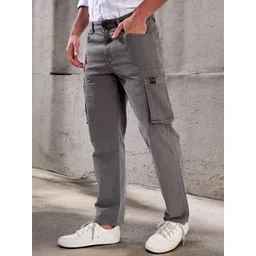 Bene Kleed Men Solid Mid-Rise Straight Fit Cargos Trousers-picture-37