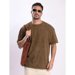Bene Kleed Men Solid Round Neck Cotton Oversized T-shirt-picture-17