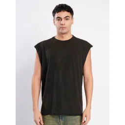 Bene Kleed Men Solid Round Neck Pure Cotton Oversized T-shirt-picture-26