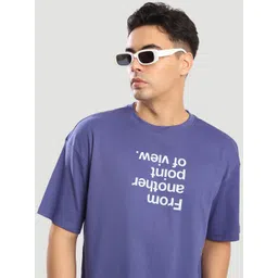 Bene Kleed Men Violet Typography Printed Drop-Shoulder Sleeves Oversize T-shirt-picture-26