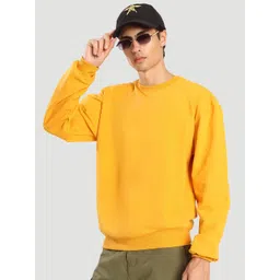 Bene Kleed Men Yellow Relaxed Fit Solid Round Neck Long Sleeves Pullover Sweatshirt-picture-33