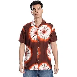 bene kleed Men's Casual Tie & Dye Nylon Viscose Blend Stylish Spring Fashion Vibrant Bold Pattern Shirt | Resort Collar | Short Sleeves | Regular Fit | (BOMCH306RL53-6193__M)-picture-12
