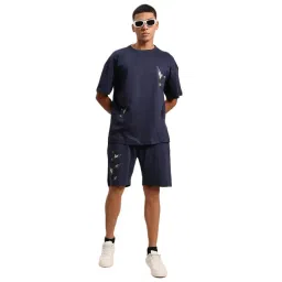 BENE KLEED Navy Cotton Loose fit Print T-Shirt-picture-17