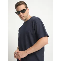 Bene Kleed Navy Cotton Loose fit Solid T-Shirt image 4