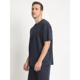 Bene Kleed Navy Cotton Loose fit Solid T-Shirt image 3