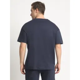 Bene Kleed Navy Cotton Loose fit Solid T-Shirt image 2
