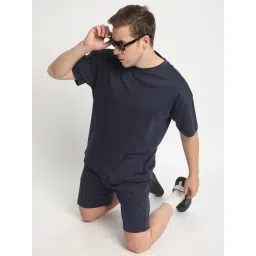 Bene Kleed Navy Cotton Loose fit Solid T-Shirt image 5