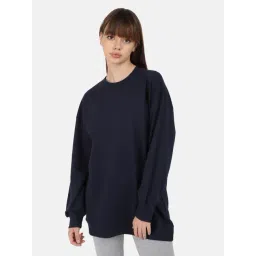 Bene Kleed Navy Cotton Relaxed Fit Oversized Sweatshirt-picture-30