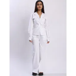 Bene Kleed V-Neck Pure Cotton Top With Trousers-picture-36