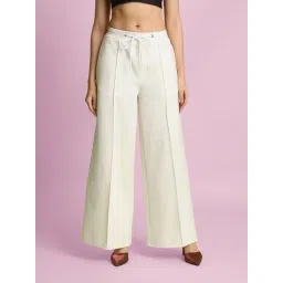 Bene Kleed White Pleated Wide Leg Trousers-picture-27