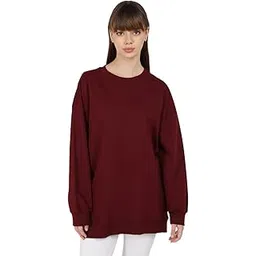 BENE KLEED Women Cotton Long Length Oversize Sweatshirt-picture-11