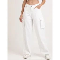 Bene Kleed Women Relaxed Fit High-Rise Clean Look Pure Cotton Cargo Jeans-picture-39