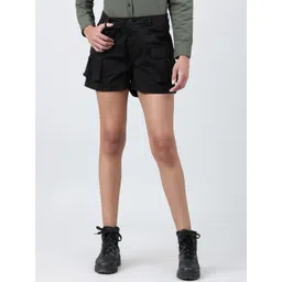 Bene Kleed Women Solid High-Rise Pure Cotton Cargo Shorts-picture-21