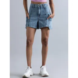 Bene Kleed Women Washed High-Rise Panelled Cargo Denim Shorts-picture-21