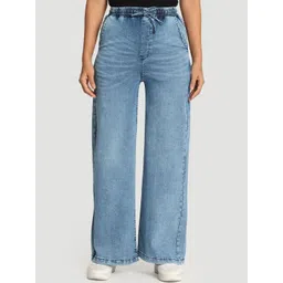 Bene Kleed Women Wide Leg Mid-Rise Light Fade Stretchable Jeans-picture-27