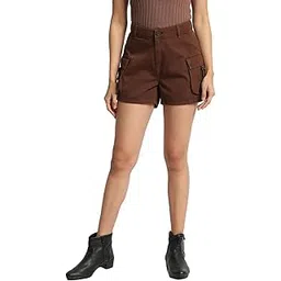 bene kleed Women's 100% Cotton High Rise Cargo Shorts-picture-10