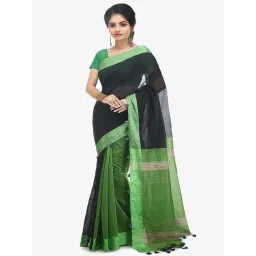 Bengal Handloom Black & Green Art Silk Sarees-picture-37