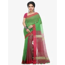 Bengal Handloom Green & Pink Art Silk Sarees-picture-48