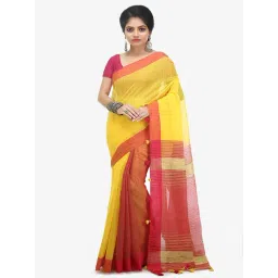 Bengal Handloom Yellow & Pink Art Silk Sarees-picture-26