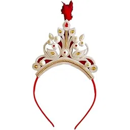 BengCraft Shola Mukut for Baby Girl, Bengali Sola Mukut for Annaprashan, Rice Ceremony White Hair Band Crown for Kids Child Boy (Baby Mukut Soru)-picture-29