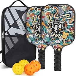 bequest: quest for more Bequest Vinsguir Pickleball Paddle - 2 Premium Graphite Rackets Honeycomb Composite Core with Cushion Comfort Grip & 4 Balls & Racquet Bag (Hand Drawn Doodles + 3 Outdoor Balls +1 Indoor Ball+ Bag)-picture-11