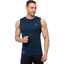 berge' Men Instadry Dryfit Polyester Sleeveless Sports Tshirt for Swimming Badminton Running Sporting Activity, Round Neck Slim Fit Gym Tank Stringer, Tank Tops Gym Vest, Muscle Tees-picture-13