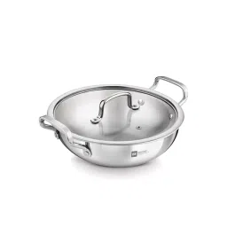 Bergner BE Essentials Silver Triply Stainless Steel 26 cm Full Induction Bottom Kadai (3900ml)-picture-18