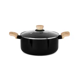 Bergner Bellini Plus Aura Black Non Stick Cook & Serve Casserole with Lid 24 cm, 5.0 L, Sturdy Rivertless Construction with Soft touch Wooden Finish Handle, Induction Bottom-picture-14