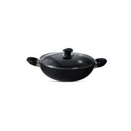Bergner Essential Plus Press Aluminium Non-stick 28cm Kadai with Glass Lid, Induction Botton (Black)-picture-11