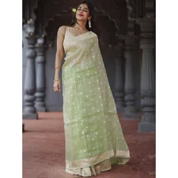 BerMondsey Ethnic Motifs Woven Design Banarasi Silk Saree-picture-25