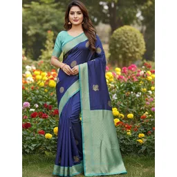 BerMondsey Woven Design Zari Silk Blend Banarasi Saree-picture-33