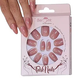 Beromt Glossy Finish Designer Press On Fake Nails, Artificial False Nails, 1 Sheet Nail Glue Tabs, Nail Filer, Cuticle Stick & Prep Pad, High Shine Effect- BFN301PSN-picture-20