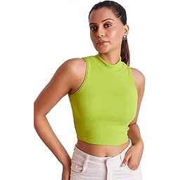 berry bird Stylish Sleeveless High Neck Ribbed Tank Tops for Women & Girls Slim Fit Collarless Beach, Gym Wear and Western Trendy Fashion-picture-23