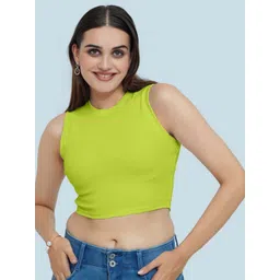 BerryBird Round Neck Ribbed Sleeveless Crop Top-picture-22