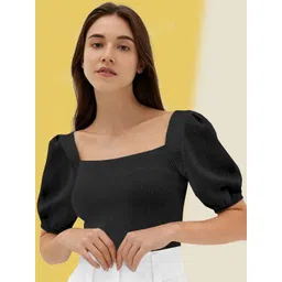 BerryBird Square Neck Puff Sleeve Top-picture-26