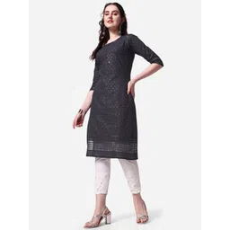 Berrylicious Embroidered Sequinned Pure Cotton Kurta with Trousers-picture-22