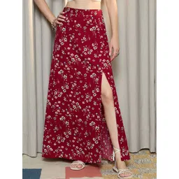 Berrylush Floral Printed Flared A-Line Maxi Skirt-picture-26