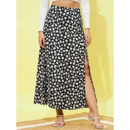 Berrylush Floral Printed Side Slit A-Line Maxi Skirt-picture-30