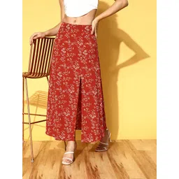 Berrylush Gorgeous Red Floral Peekaboo Bottom Skirt-picture-38