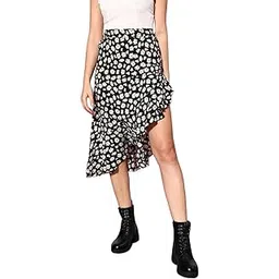 berrylush Women Abstract Printed High-Rise Waist Asymmetrical Hem Wrap Midi Skirt-picture-36