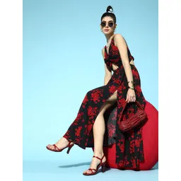 Berrylush Women Black Romantic Florals Dress-picture-13