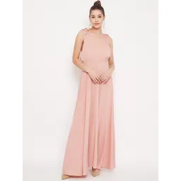Berrylush Women Pink Solid Low Back Maxi Dress-picture-37
