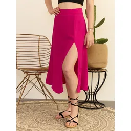 berrylush Women Solid A-line Pink Skirt-picture-12
