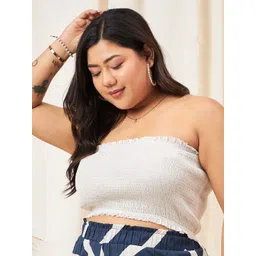 Berrylush Curve Plus Size Strapless Smocked Tube Crop Top-picture-18