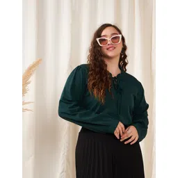 Berrylush Curve Solid Tie-Up Neck Top-picture-28