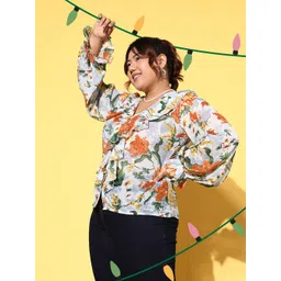 Berrylush Curve Women Floral Print V-Neck Regular Top-picture-24