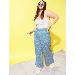 Berrylush Curve Women Floral Printed Relaxed Loose Fit High-Rise Parallel Trousers-picture-28