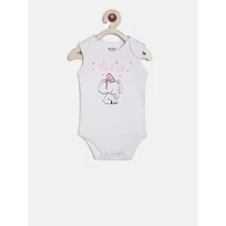 berrytree Infant Kids White & Pink Printed Organic Cotton Sustainable Bodysuit-picture-38