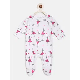 berrytree Infants White & Pink Printed Organic Cotton Sustainable Sleepsuit-picture-46