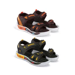 BERSACHE Boys Pack Of 2 Textured Velcro Sports Sandals-picture-33